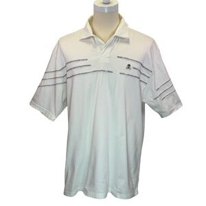 Marc Ecko Cut & Sew Skull Logo Men's White Stitching Polo Shirt Size 2XL